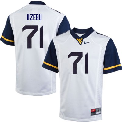 Men's West Virginia Mountaineers NCAA #71 Junior Uzebu White Authentic Nike Stitched College Football Jersey QP15V38MN